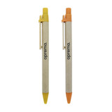 <p>This click-action ballpoint pen is made from recycled paper, and features a biodegradable paper barrel and a wooden clip for a natural, eco-friendly touch. A great choice for those looking to reduce their environmental impact while still enjoying a reliable writing instrument.</p>
