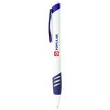 <p>This click-action ballpoint pen features a clean white barrel and comes fitted with a standard black ink refill. Simple, reliable and ready to put your branding in motion.</p>
