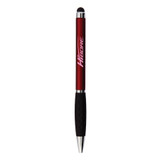 <p>A dual-purpose plastic twist action pen featuring a soft stylus orb. The pen has dimpled ergonomic rubber grip. Stylus ball on the end of clip works great with your mobile device, iPad, tablet, or other tech devices. Enjoy the functionality and convenience this pen will bring. Comes with black ink.</p>
