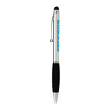<p>A dual-purpose plastic twist action pen featuring a soft stylus orb. The pen has dimpled ergonomic rubber grip. Stylus ball on the end of clip works great with your mobile device, iPad, tablet, or other tech devices. Enjoy the functionality and convenience this pen will bring. Comes with black ink.</p>
