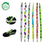 <p>Made from 50% recycled materials, these 10mm wide flat polyester shoelaces (900mm long) are sold in pairs and designed to get your brand moving. Featuring a vibrant full-colour heat transfer print on both sides in a repeating pattern, your logo takes centre stage. However, just note that the reverse side will start at a random point and the same logo must be used on both sides.</p>
<p>These are fully sublimated and come in a white base colour.</p>
