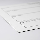 <p>What a great way to leave messages in the home or office. Combine this with a magnetic whiteboard marker/poly bagged to complete this great product.</p>
<p><strong>Please note you cannot print on the back. The imagery is to show two options of print on the front of the whiteboard.</strong><br />
Poly bagging add $0.25(G) per unit.<br />
Add a marker and clip to complete this great product for $0.45(G).<br />
Variable-data printing (VDP)<br />
(Also known as variable-information printing (VIP) or VI) is a form of digital printing, including on-demand printing, in which elements such as text, graphics and images may be changed from one printed piece to the next, without stopping or slowing down the printing process and using information from a database or external file.<br />
For example, a set of labels, each with the same basic layout, can be printed with a different name on each label. Variable data printing is mainly used for direct marketing, customer relationship management, advertising, invoicing and applying addressing on selfmailers, brochures or postcard campaigns.</p>
