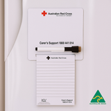 <p>A fantastic way to leave quick messages around the home or office. This pad comes with 25 leaves, offering plenty of space for your thoughts. Pair it with a magnetic whiteboard marker or a poly bag for the full experience.</p>
<p>&nbsp;</p>
<p>Lead times are based on in-house standard pad only.<br />
Add a marker and clip to complete this great product for $0.45(G).<br />
Variable-data printing (VDP)<br />
(Also known as variable-information printing (VIP) or VI) is a form of digital printing, including on-demand printing, in which elements such as text, graphics and images may be changed from one printed piece to the next, without stopping or slowing down the printing process and using information from a database or external file.<br />
For example, a set of labels, each with the same basic layout, can be printed with a different name on each label. Variable data printing is mainly used for direct marketing, customer relationship management, advertising, invoicing and applying addressing on selfmailers, brochures or postcard campaigns.</p>
<p>Please note that the notepad and magnet are packed separately</p>
