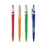 <p>A retractable ballpoint pen with a white barrel and coloured accents, utilizing colour as a fun design feature. Offering beautifully vibrant branding. Comes with black ink.</p>
