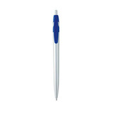 <p>A sleek silver plunge-action pen with vibrant colour accents that make your branding pop. Clean, classic, and easy to write with, it’s a smart way to brighten up any stationery collection. Supplied with black ink.</p>
