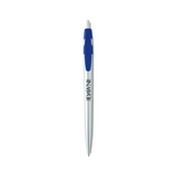 <p>A sleek silver plunge-action pen with vibrant colour accents that make your branding pop. Clean, classic, and easy to write with, it’s a smart way to brighten up any stationery collection. Supplied with black ink.</p>

