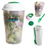 <p>The Salad Shaker is perfect for enjoying fresh salads on the go! With separate compartments for your salad and dressing, you can keep everything fresh until you’re ready to eat. The dressing container securely snaps into the lid, and a plastic fork conveniently clips on the side for easy access. With a capacity of approximately 710ml (24oz), this BPA-free shaker ensures your meal stays fresh and hassle-free!</p>
