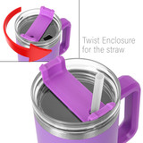 <p>The 1.2L Hippo Bottle is built for all-day hydration, keeping drinks hot or cold for hours with its double-walled design. Made with a 304 stainless steel inner and 201 stainless steel outer, it features a powder-coated finish for a sturdy feel. The screw-on clear straw lid with a twist closure, along with a removable straw and topper, offers flexibility in how you drink.</p>
<p>Please note that the Hippo mug is NOT dishwasher safe and should be Hand-washed.</p>
