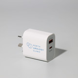 <p>Power your devices quickly and efficiently with the Tebogo 20W Fast Charge Adapter. Designed for reliable, speedy charging, this compact adapter ensures your devices stay powered up in no time.</p>
<ul>
<li><strong>Input</strong>: AC 110-240V, 50/60Hz, 0.6A</li>
<li><strong>Output</strong>: USB-C: 5V/3A, 9V/2.2A, 12V/1.67A , USB-A: 5V/3A, 9V/2.0A, 12V/1.5A</li>
<li><strong>Material</strong>: Durable PC + ABS construction</li>
<li><strong>Connections</strong>: USB Type-C and USB Type-A ports</li>
</ul>
