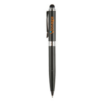 <p>The Canterbury Stylus pen is an elegant brass twist action pen with silver accents and a stylus. Add a touch of elegance to your company’s promotional event by featuring this fantastic marketing tool. The stylus works on all touch screen devices; such as smart phones, tablets and iPhones. This product includes black ink.</p>

