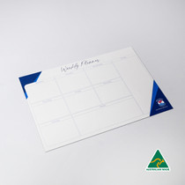 <p>What a great way to leave messages in the home or office. Combine this with a magnetic whiteboard marker/poly bagged to complete this great product.</p>
<p><strong>Please note you cannot print on the back. The imagery is to show two options of print on the front of the whiteboard.</strong><br />
Poly bagging add $0.25(G) per unit.<br />
Add a marker and clip to complete this great product for $0.45(G).<br />
Variable-data printing (VDP)<br />
(Also known as variable-information printing (VIP) or VI) is a form of digital printing, including on-demand printing, in which elements such as text, graphics and images may be changed from one printed piece to the next, without stopping or slowing down the printing process and using information from a database or external file.<br />
For example, a set of labels, each with the same basic layout, can be printed with a different name on each label. Variable data printing is mainly used for direct marketing, customer relationship management, advertising, invoicing and applying addressing on selfmailers, brochures or postcard campaigns.</p>
