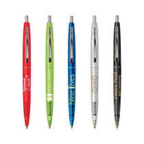 <p>Made with 25% plastic sourced from renewable materials, this pen brings a smarter edge to your branding. Finished with nickel-plated trim for a refined touch and supplied with black ink, it’s a standout choice for brands looking to make a considered impression.</p>
