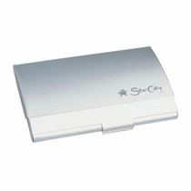 <p>The Deluxe Pocket Business Card Holder is a sleek matte silver card holder featuring a shiny silver clip. Compact yet functional, it holds approximately 10-15 business cards, keeping your cards neat and easily accessible while on the go.</p>
