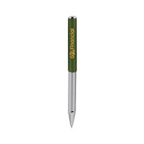 <p>This slim pen features a combination of shiny nickel and satin-chrome finishes, bringing a refined touch to any writing collection. The retractable ballpoint comes with black ink and is presented in a black velour sleeve.</p>
