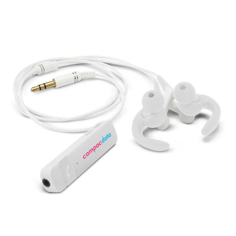 Custom branded Neutron Bluetooth Receiver with Ear Buds - promotional merchandise with logo printing available in Australia