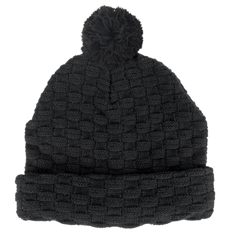 Pom Pom Beanie - Black,Black,Black
