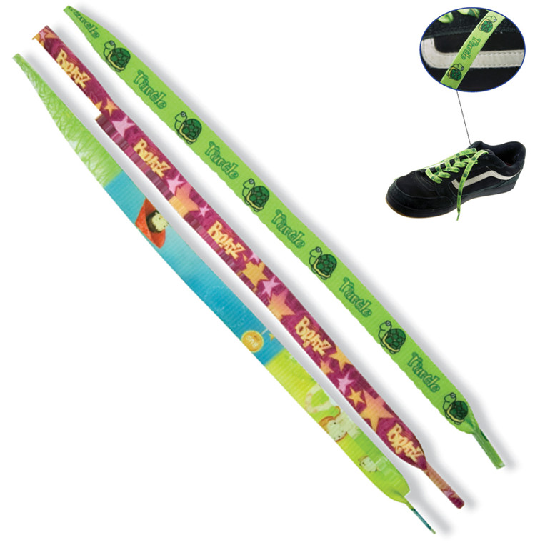 <p>Made from 50% recycled materials, these 10mm wide flat polyester shoelaces (900mm long) are sold in pairs and designed to get your brand moving. Featuring a vibrant full-colour heat transfer print on both sides in a repeating pattern, your logo takes centre stage. However, just note that the reverse side will start at a random point and the same logo must be used on both sides.</p>
<p>These are fully sublimated and come in a white base colour.</p>
