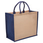 Eco Jute Tote with wide gusset - Natural,Navy