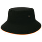 Sandwich Brim Bucket Hat - Black,Burnt Orange
