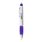 <p>This click-action ballpoint pen features a sleek silver barrel, black ink, a soft-touch grip for comfortable writing, and a polished metal pocket clip for a refined finish.</p>
