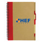 <p>This eco-friendly notebook is designed for those who want to stay organised while making a difference. The heavy cardboard cover is made from 100% recycled material, with a bold colour stripe crafted from recyclable nonwoven fabric. Inside, you’ll find 70 double-sided pages of recycled lined paper, plus a black ink pen made from recycled paper. The sturdy metal ring binding keeps everything secure, and the recycled logo on each page is a reminder that sustainability never goes out of style!</p>

