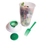 <p>The Salad Shaker is perfect for enjoying fresh salads on the go! With separate compartments for your salad and dressing, you can keep everything fresh until you’re ready to eat. The dressing container securely snaps into the lid, and a plastic fork conveniently clips on the side for easy access. With a capacity of approximately 710ml (24oz), this BPA-free shaker ensures your meal stays fresh and hassle-free!</p>
