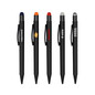 <p>The all-black Metal Pen with a rubberised coating and vibrant stylus tip brings a sleek touch to everyday writing. With smooth black ink on one end and a precision stylus on the other, it seamlessly transitions from paper to touchscreen. Engraves to a mirror finish or can feature a direct digital print for a personalised touch.</p>
