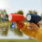 <p class="p1">License to spill (bubbles, that is). The Bubble ’07 Gun brings the fun with fast-firing bubble action and serious backyard cred. Powered by 4 x AA batteries (included), this party-starter comes loaded with a bottle of bubble solution to get things popping straight out of the box.</p>
