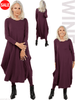 Wine Long Sleeve Tani Tri Relax Drape Dress Modal S 79434 | Tani Clothing 