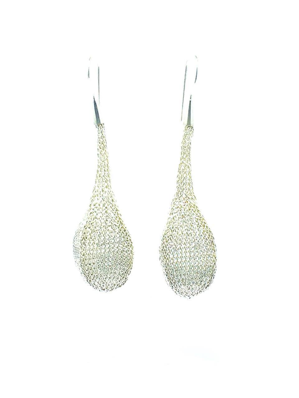 Woven Hand Knit Silver Drop Earrings BLE39S