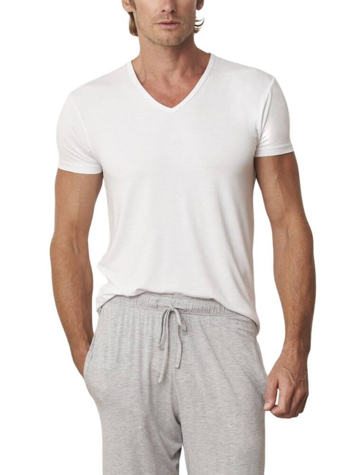 White Tani Men's Modal V Neck Tee - Pure Magik Surry Hills Sydney