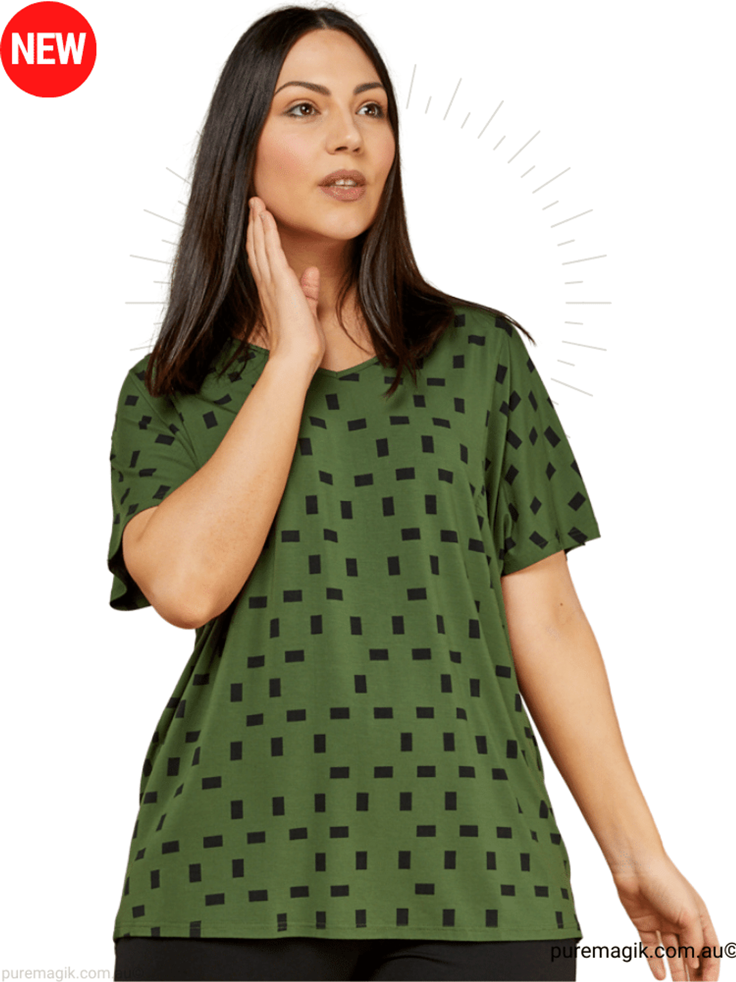 Tani Ivy Swing Tee Micro Modal 79811 | Moss Print