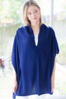 The model wears Cashmere Shawl Denim