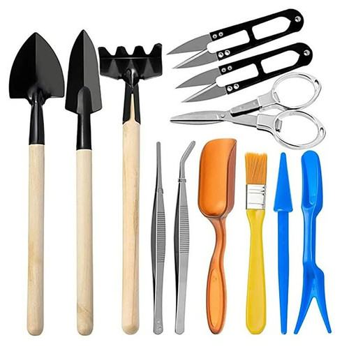 12-piece Set Succulents Gardening Tool Scissors Transplanter Soil Shovel Potted Plants Trim Brush