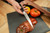 Cangshan Thomas Keller 5" Serrated Utility Knife, Black with Walnut Box