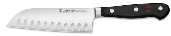 Wusthof Classic 5" Santoku Hollow Edge, Black Handle