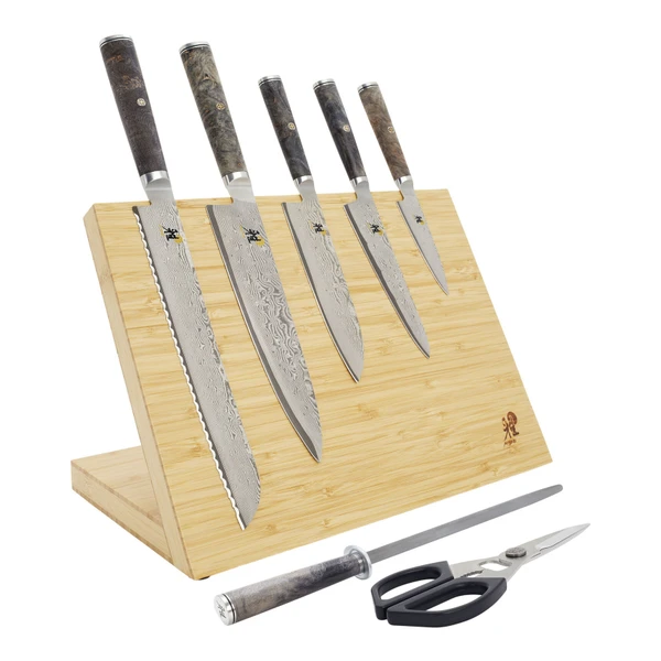 Zwilling Miyabi Black 8 Pc Damascus Block Set, Bamboo Block