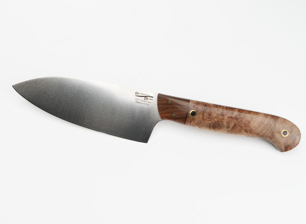 Bordertown Blades Custom 4.5" Utility Knife- Maple Burl & Cocobolo Handle, AEB-L Steel