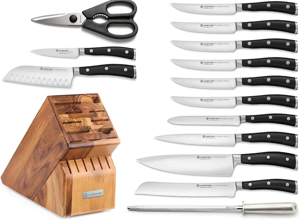 Wusthof Classic Ikon 15pc Block Set, Acacia