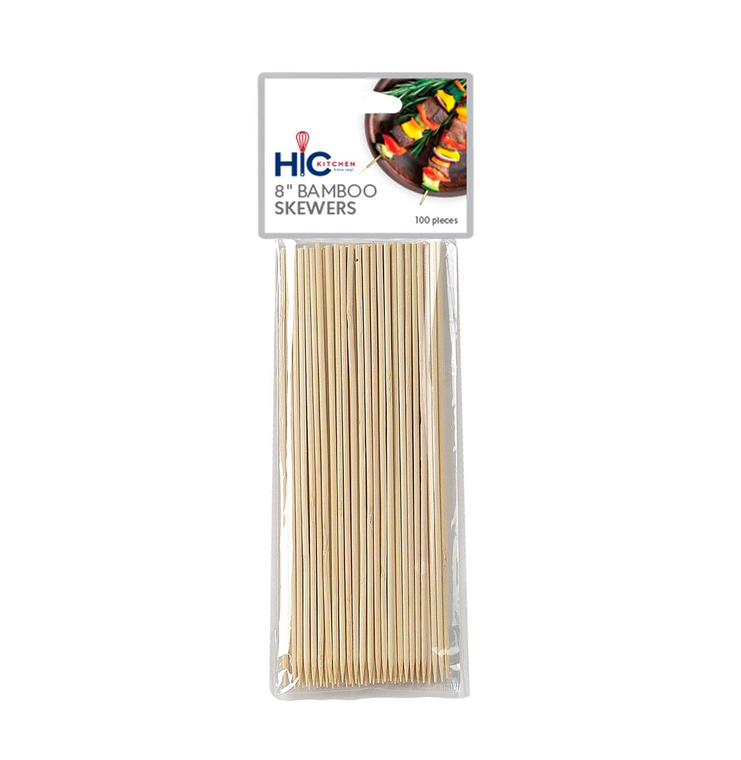 HIC Kitchen 8" Bamboo Skewers Pack of 100