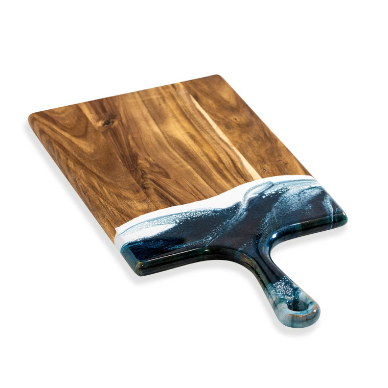 Lynn & Liana XL Acacia Cheese Board Navy, White Metallic