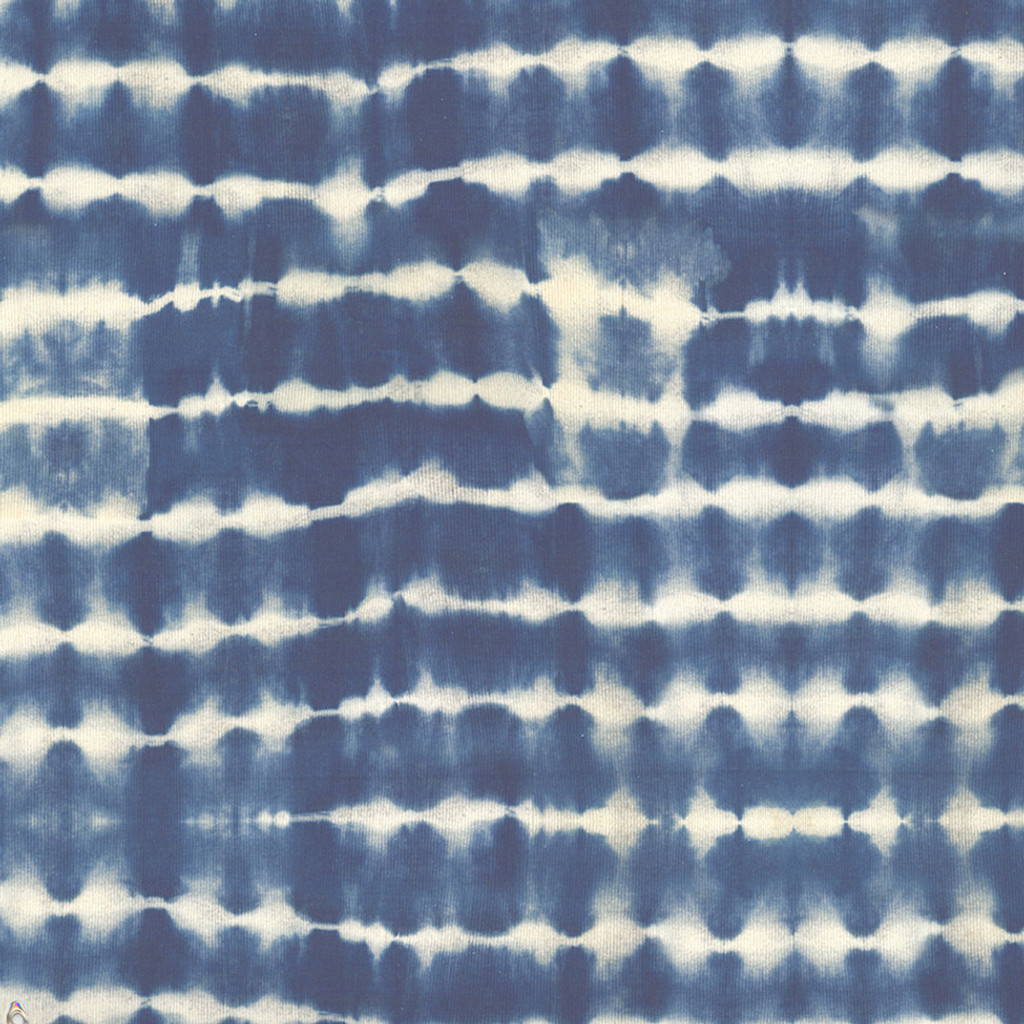 Tie Dye in Indigo on Bone Cotton Fabric Swatch Memo - Design Legacy by Kelly O'Neal