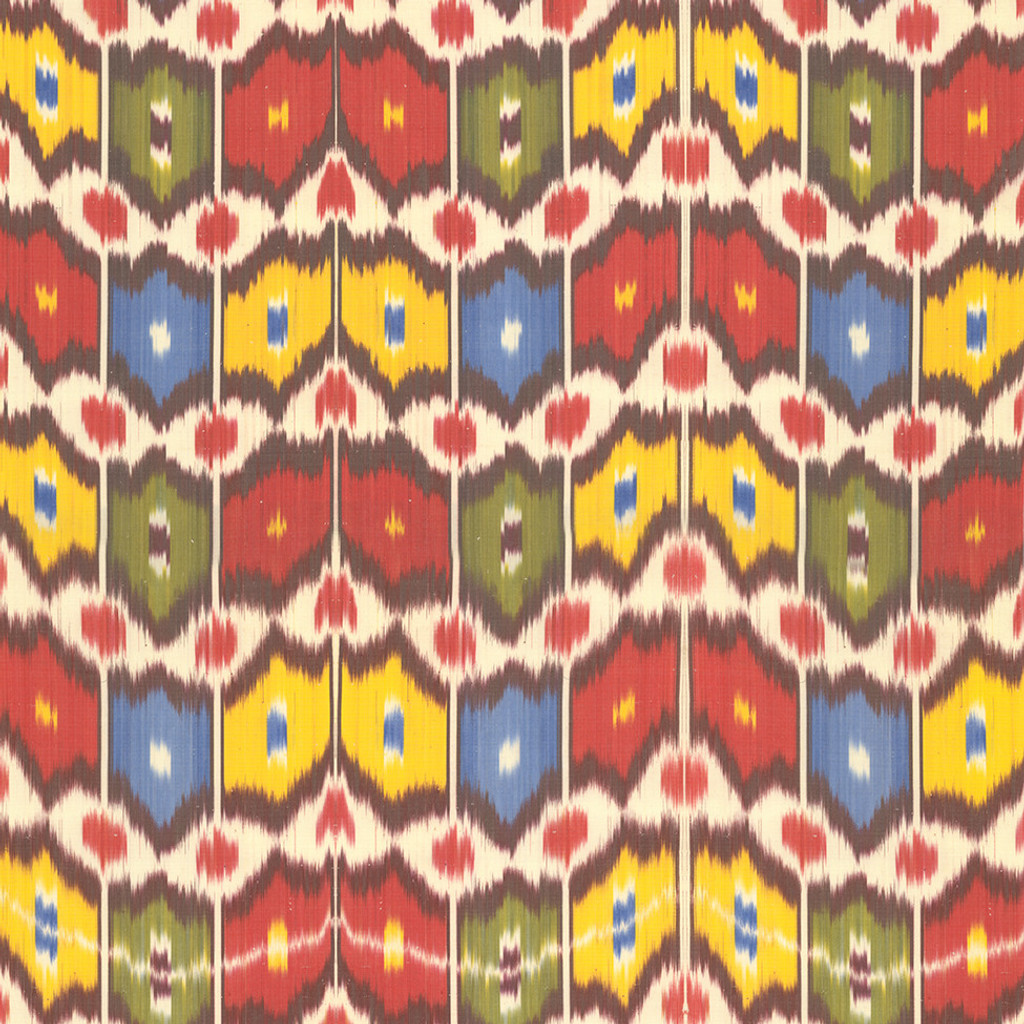 Happy Ikat in Multi on Bone Cotton Fabric Swatch Memo - Michelle Nussbaumer Collection