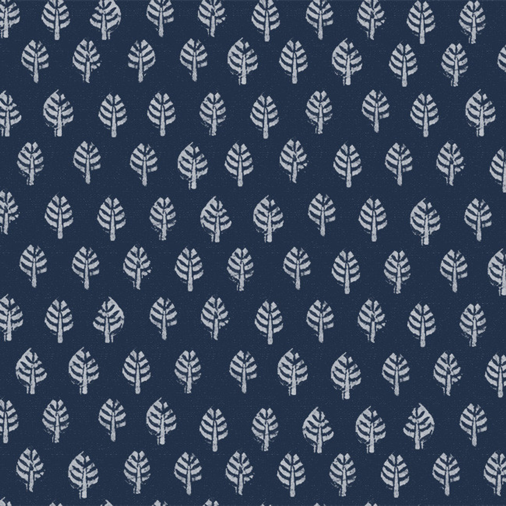 Leventine Reverse in Indigo on Natural Linen Fabric Swatch Memo - Michelle Nussbaumer Collection