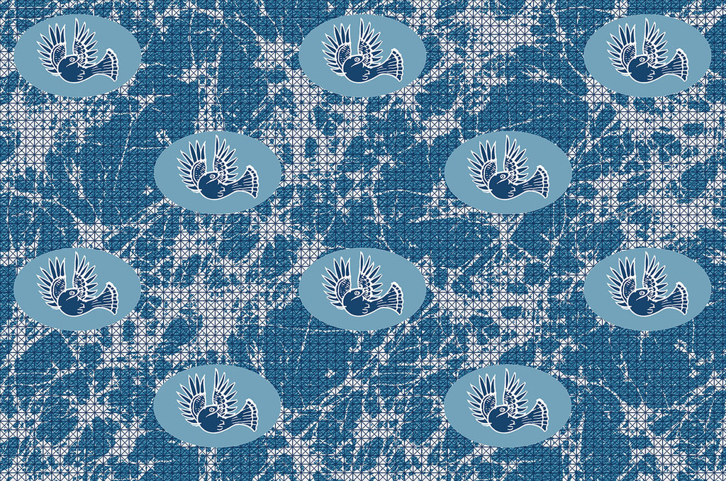 Cape Dove in Cyan on Bone Cotton Fabric by the Yard - Michelle Nussbaumer Collection