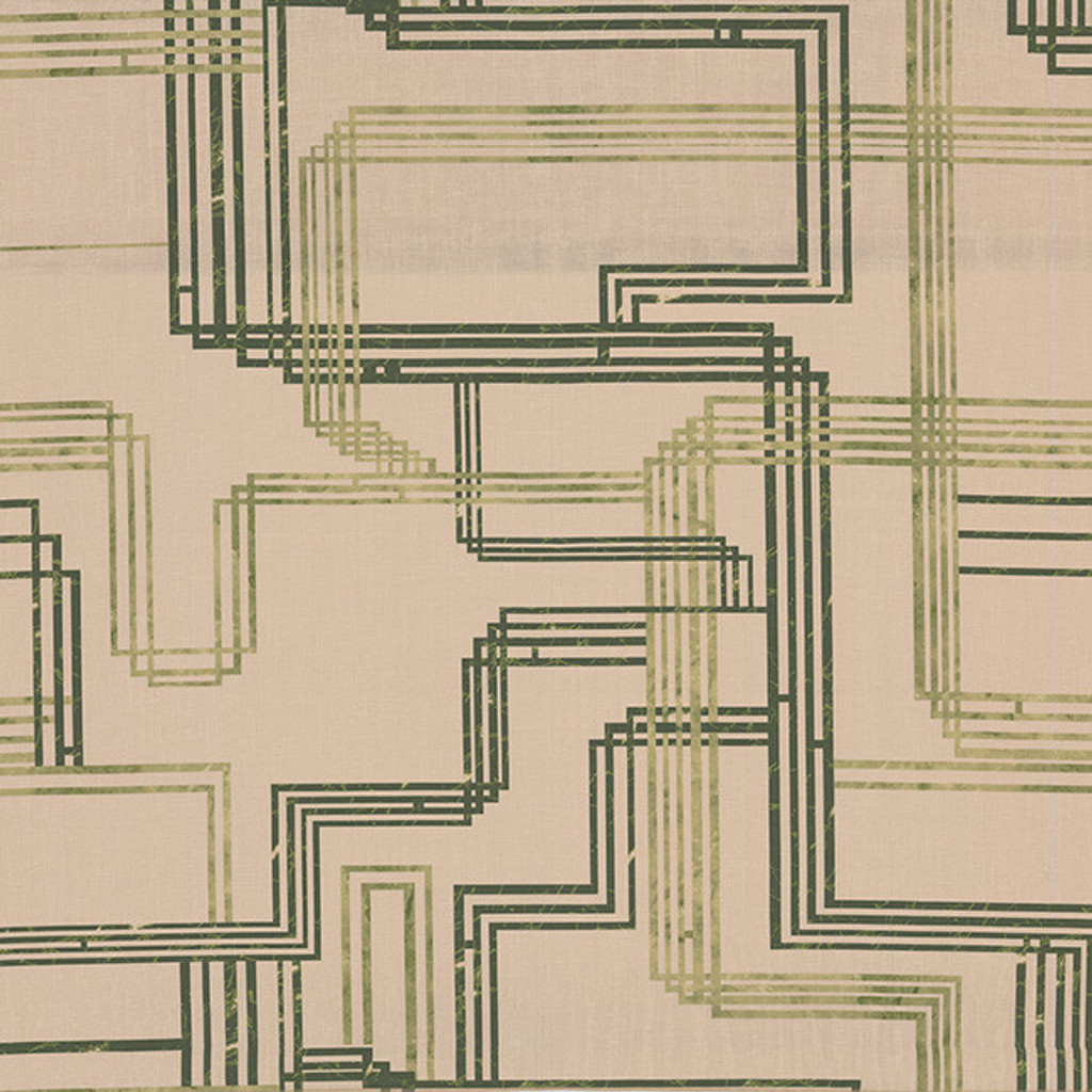 Conduit in Emerald on Natural Linen Fabric by the Yard - Denise McGaha Collection