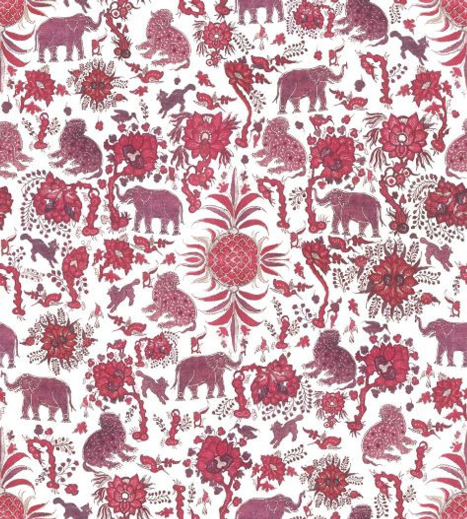 Elephas in Paprika on Natural Linen Fabric by the Yard - Design Legacy by Kelly O'Neal