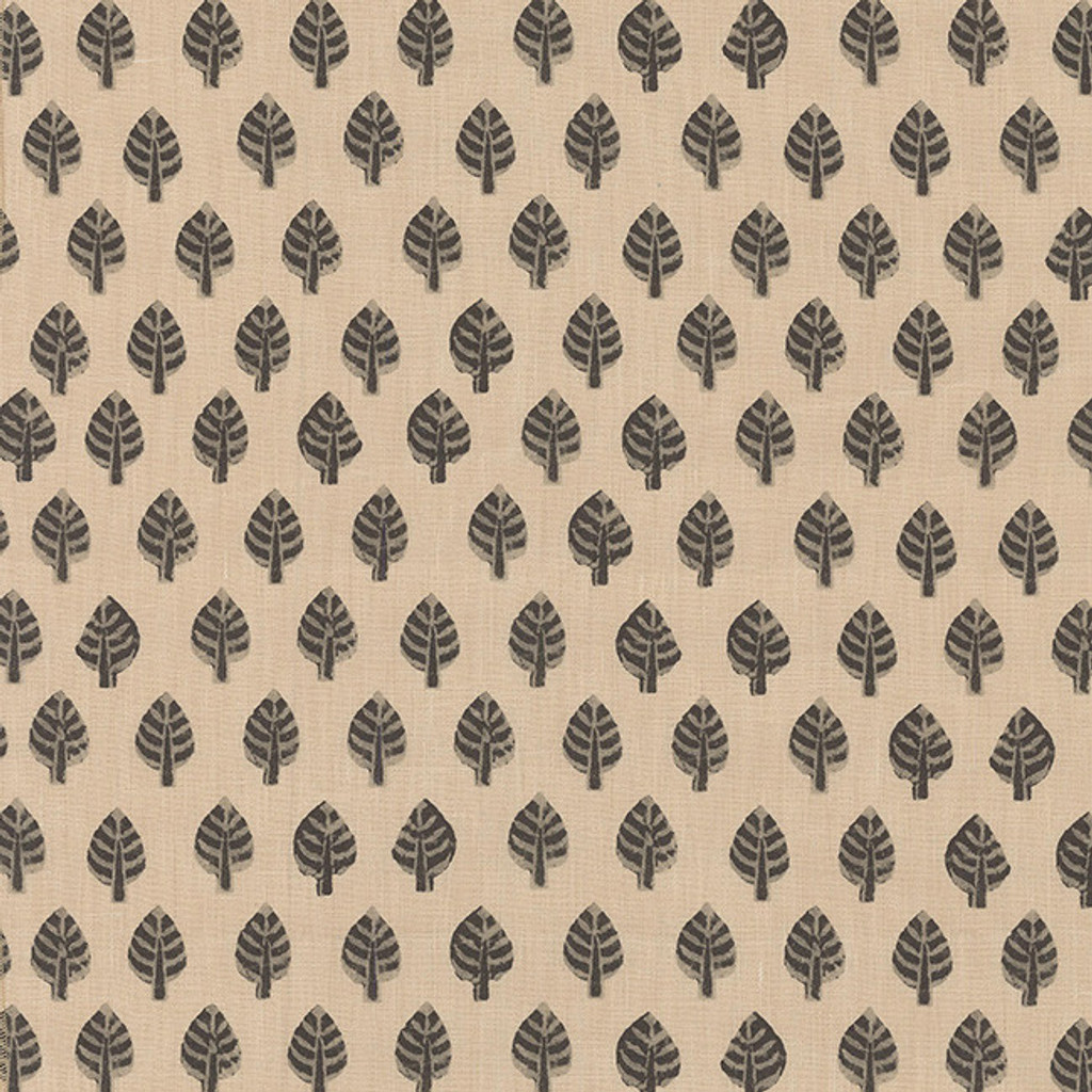 Leventine in Cinder on Natural Linen Fabric by the Yard - Michelle Nussbaumer Collection