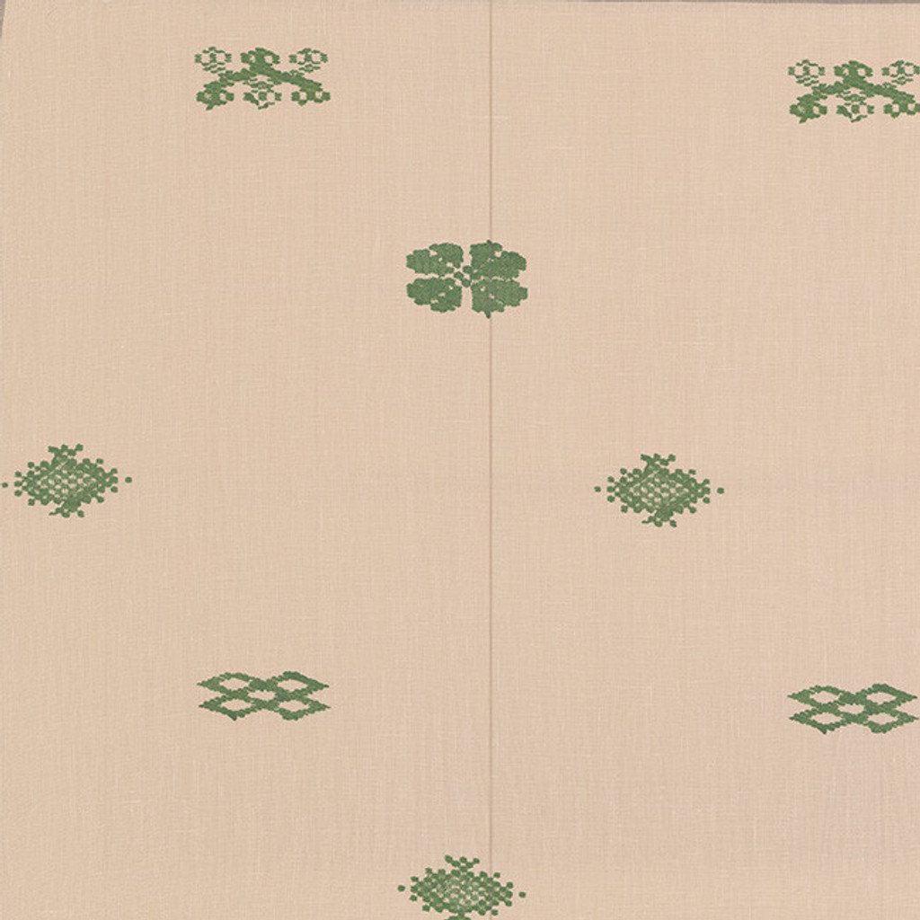 Lombardi in Verde on Natural Linen Fabric by the Yard - Michelle Nussbaumer Collection