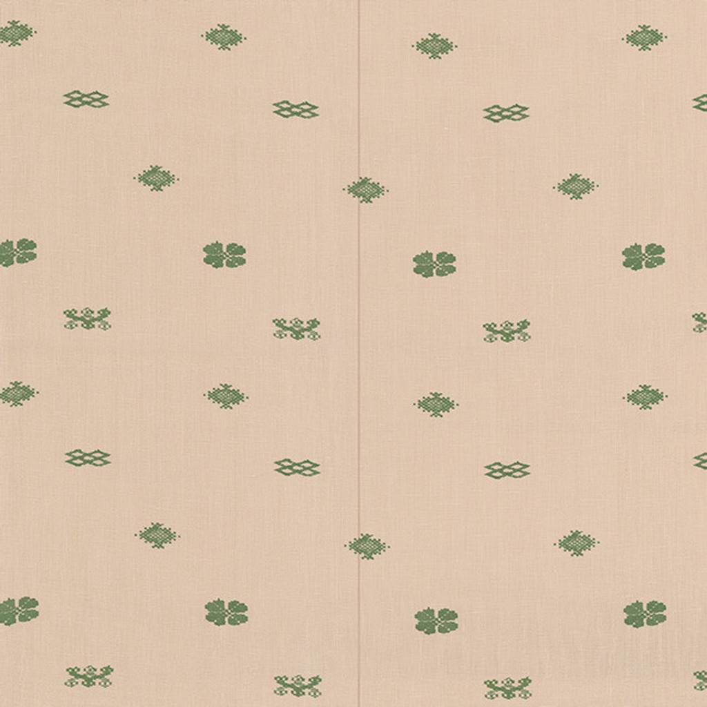 Lombardi Small in Verde on Natural Linen Fabric by the Yard - Michelle Nussbaumer Collection